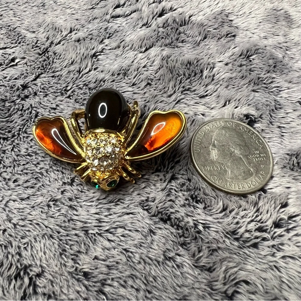 Joan Rivers Amber Resin and Crystal Bee Pin